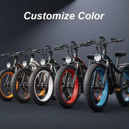 Custom 1000W 48V 16Ah Blue And Black Ebike Other City Bike Fat Tire Mountain Electric   Bicycle