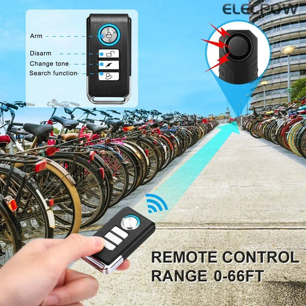 Elecpow Bicycle Alarm Wireless Remote Control Electric Scooter Bike Anti theft Alarm 113dB Waterproof Motorcycle Alarm System