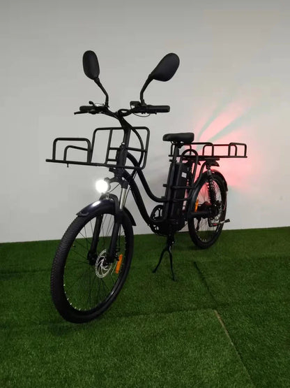 26"*1.95 Wheel 500W 48V 20Ah 50km/h Aluminum Alloy Frame Full Suspension 7 Speeds Electric Cargo Bike Electric Delivery Bike