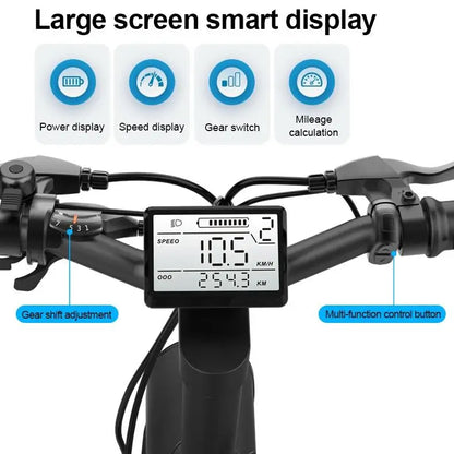 Smart Electronic Road Electric Bicycles Fatbike with Aluminum Alloy Frames Folding Bars Rear Carrier Lithium Batteries Fat Tires