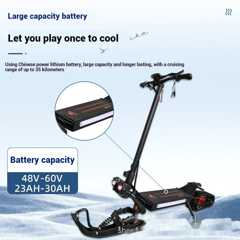 48V/60V 2000W New Design Aluminum Electric Scooter Foldable Track For Adults Snowmobile Snow Trail Style Sledges