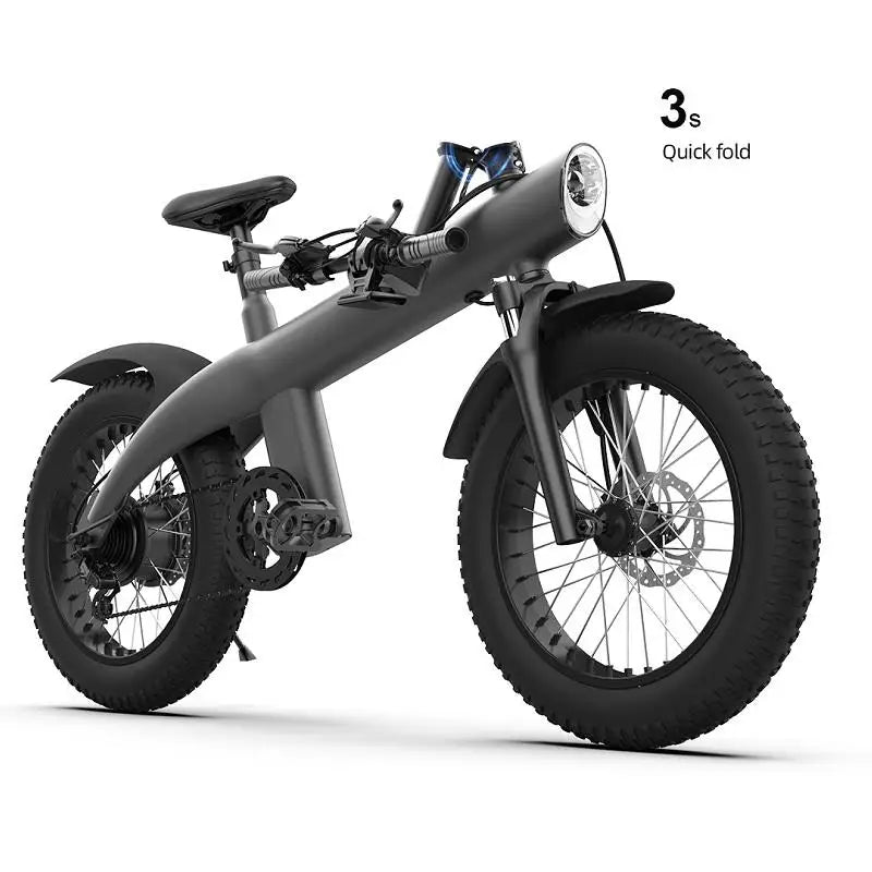 Smart Electronic Road Electric Bicycles Fatbike with Aluminum Alloy Frames Folding Bars Rear Carrier Lithium Batteries Fat Tires