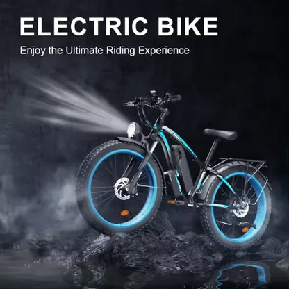 Custom 1000W 48V 16Ah Blue And Black Ebike Other City Bike Fat Tire Mountain Electric   Bicycle